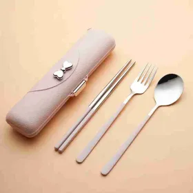 Travel Cutlery Set, 18/8 Stainless Steel Cutlery, Reusable Utensils Set With Case, Portable Silverware Lunch Box For Camping And Office