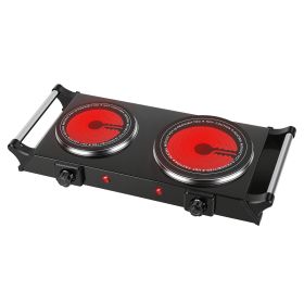 1800W Electric Double Burner Portable Heating Hot Plate Stove Countertop RV Hotplate With 5 Temperature Stepless Adjustments Portable Handles