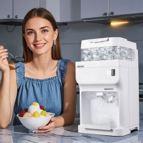 Commercial Ice Shaver 220LBS/H Electric Ice Crusher Snow Cone Maker White