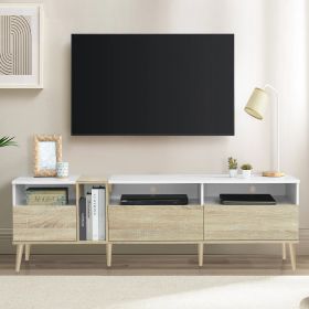 Modern TV With 3 Drawers And Open Shelves, Media Console Table For TVs Up To 80'', Entertainment Center For Living Room, Color-Matching Design