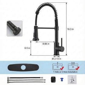 Industrial Kitchen Faucet With Pull Down Sprayer, Single Handle Stainless Steel Kitchen Faucet, 1 Or 3 Hole Installation, Farmhouse Style, Matte (Option: 1)