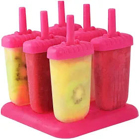6Pcs Popsicle Molds Reusable Ice Cream DIY Ice Pop Maker Ice Bar Maker Plastic Popsicle Mold For Homemade Iced Snacks (Option: Hotpink)