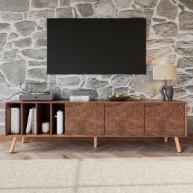70 Mid-Century Modern TV Stand, Media Console Table For TVs Up To 80, Entertainment Center With 5 Solid Wood Legs For Living Room, Bedroom (Option: Walnut)