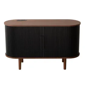 Fralimk Sideboard Buffet Cabinet With Storage, Modern Fluted Storage Cabinet For Dining Room, Tambour Door Console Table For Living Room, Office (Option: Black)