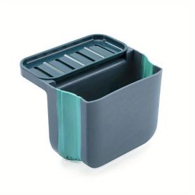 1pc Multifunctional Folding Trash Can; Kitchen Sink Telescopic Drain Basket; Suction Cup Foldable Hanging Shelf; Kitchen Sink Dry And Wet Separat (Color: Blue)
