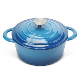 Dutch Oven,Dutch Oven Pot with Lid,5 QT Enamel Dutch Ovens with Dual Handles,Cast Iron Pot for Braiser,Cooking,Gifts for Family (Color: Blue)