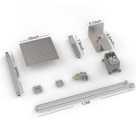 Rain Shower System With Storage Rack, 10-inch Shower Faucet Set, Brushed Nickel Finish, High-pressure Square Shower Head, Luxury Wall-mounted Sho (Option: 1)